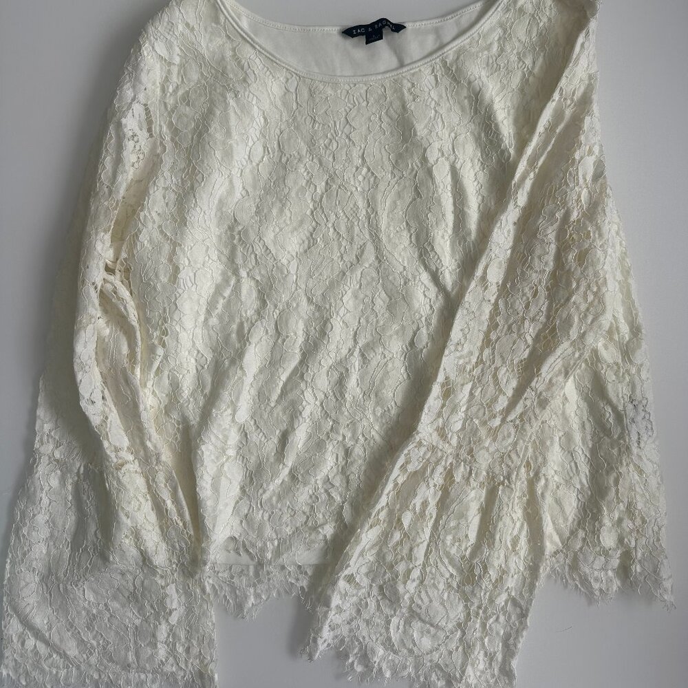 L Zac and Rachel Lace Bell Sleeve Top NWOT